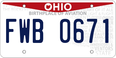 OH license plate FWB0671