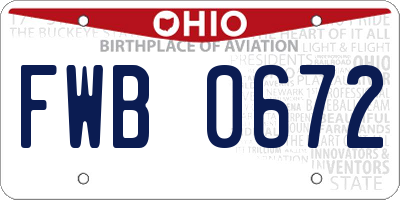 OH license plate FWB0672