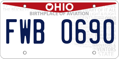 OH license plate FWB0690