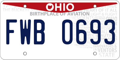 OH license plate FWB0693