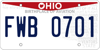 OH license plate FWB0701