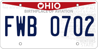 OH license plate FWB0702