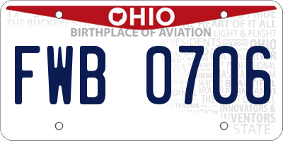 OH license plate FWB0706