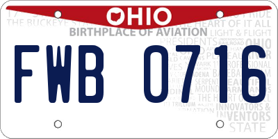 OH license plate FWB0716