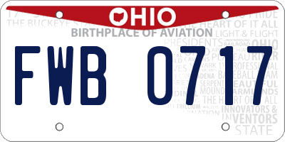 OH license plate FWB0717