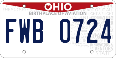 OH license plate FWB0724