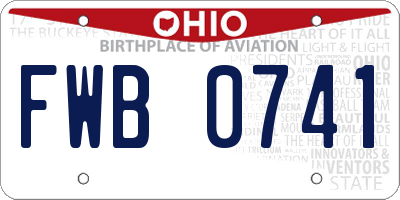 OH license plate FWB0741