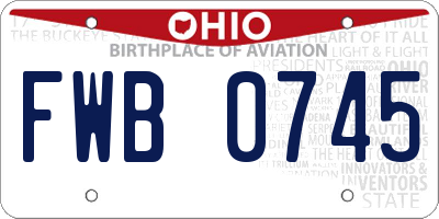 OH license plate FWB0745