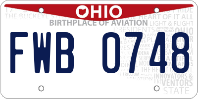 OH license plate FWB0748