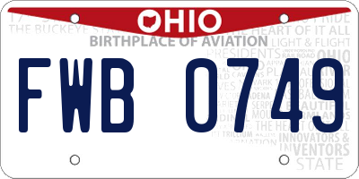 OH license plate FWB0749