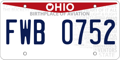 OH license plate FWB0752