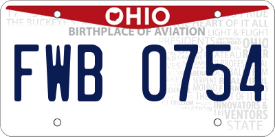 OH license plate FWB0754