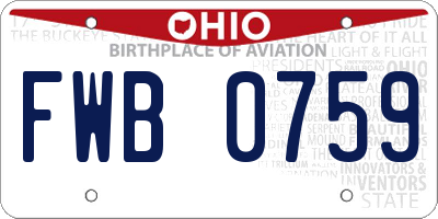 OH license plate FWB0759