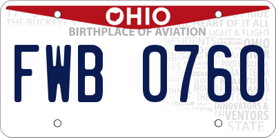 OH license plate FWB0760