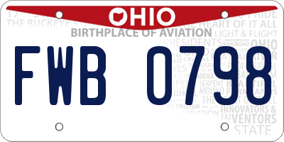 OH license plate FWB0798