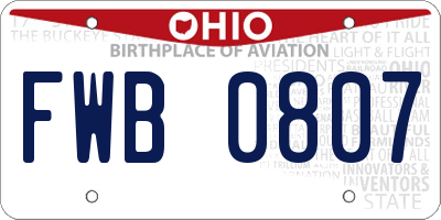 OH license plate FWB0807