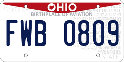 OH license plate FWB0809