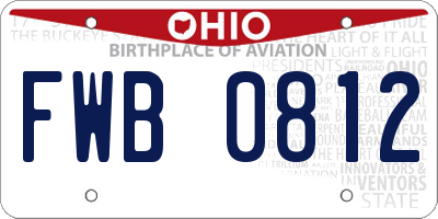 OH license plate FWB0812