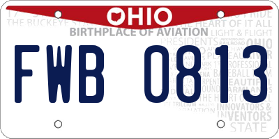 OH license plate FWB0813