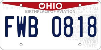 OH license plate FWB0818