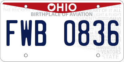 OH license plate FWB0836