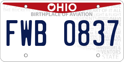 OH license plate FWB0837