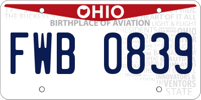 OH license plate FWB0839