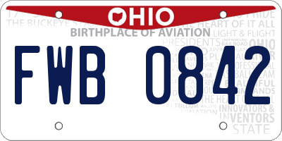 OH license plate FWB0842