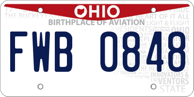 OH license plate FWB0848