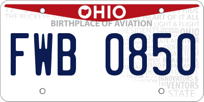 OH license plate FWB0850