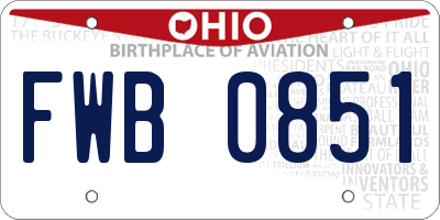 OH license plate FWB0851