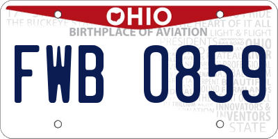 OH license plate FWB0859