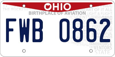 OH license plate FWB0862