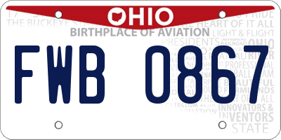 OH license plate FWB0867