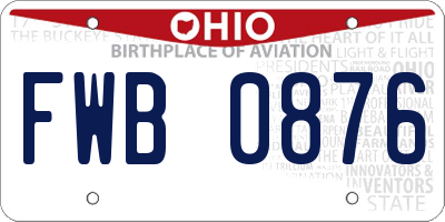 OH license plate FWB0876