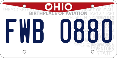 OH license plate FWB0880