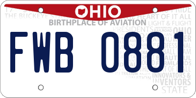 OH license plate FWB0881