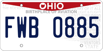 OH license plate FWB0885