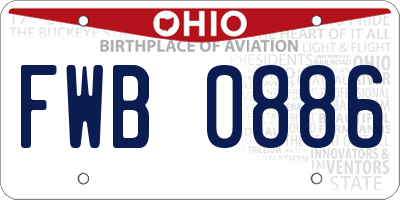 OH license plate FWB0886