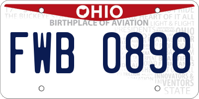 OH license plate FWB0898