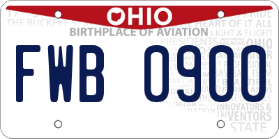 OH license plate FWB0900