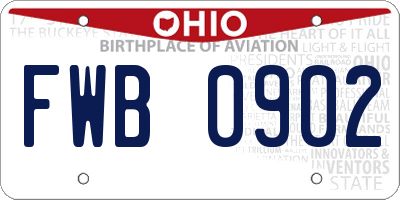 OH license plate FWB0902