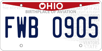 OH license plate FWB0905