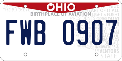 OH license plate FWB0907