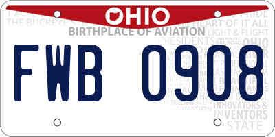 OH license plate FWB0908