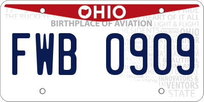 OH license plate FWB0909
