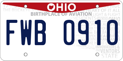 OH license plate FWB0910