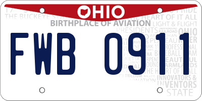 OH license plate FWB0911