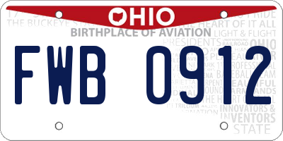 OH license plate FWB0912