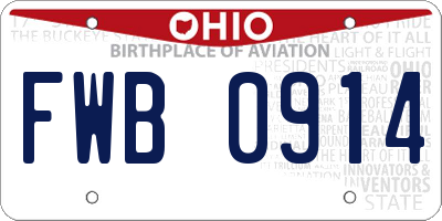 OH license plate FWB0914